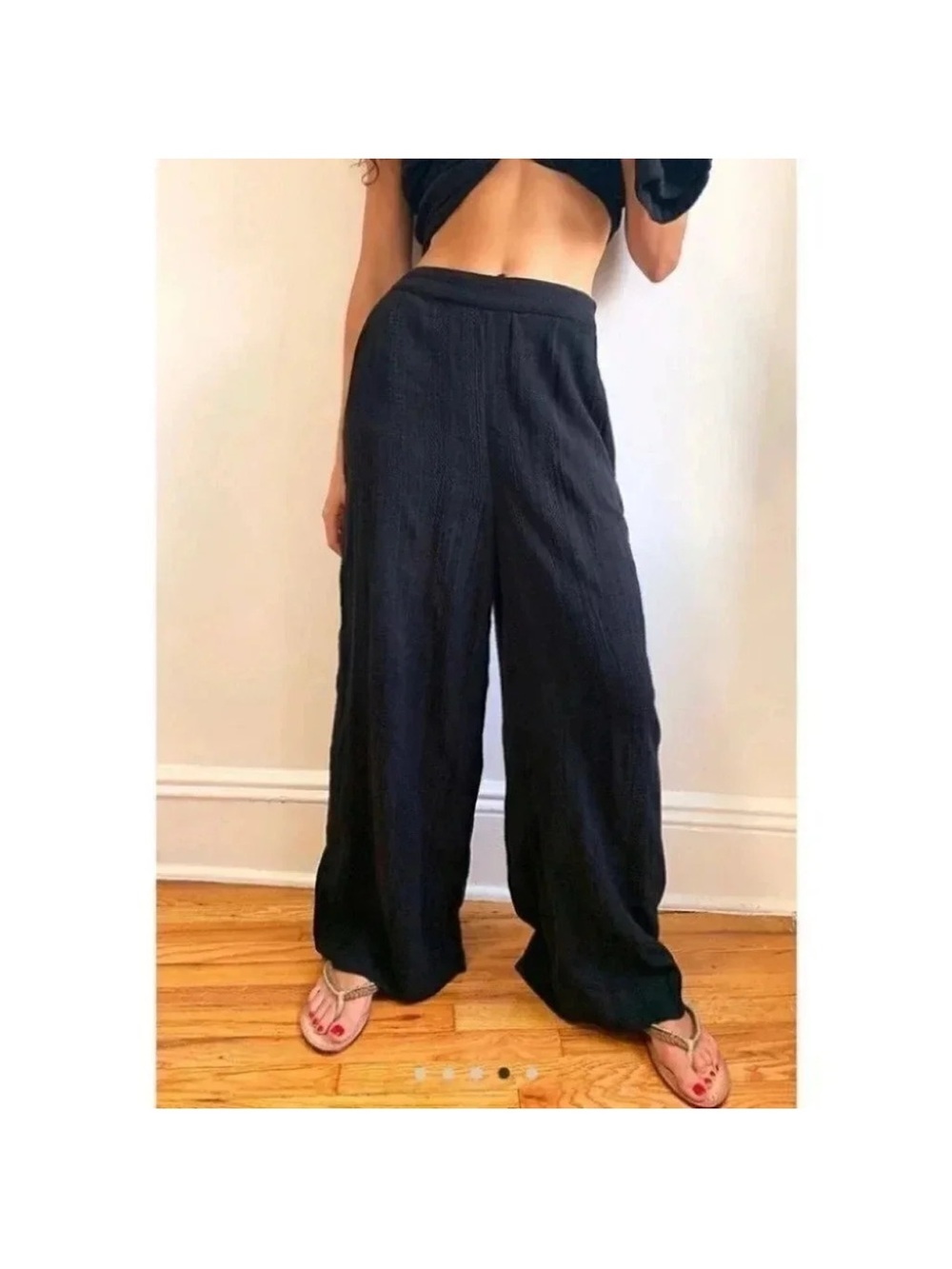 NWT Free People Banita Two-Piece Linen-Blend Pants Set Black XS - Picture 5 of 7